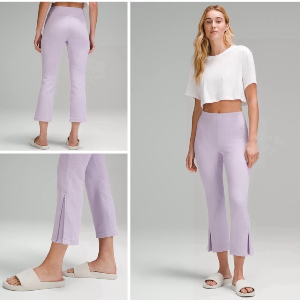 Lululemon | Ribbed Softstreme Zip-Leg High-Rise Cropped Pant 25" | Lilac Ether